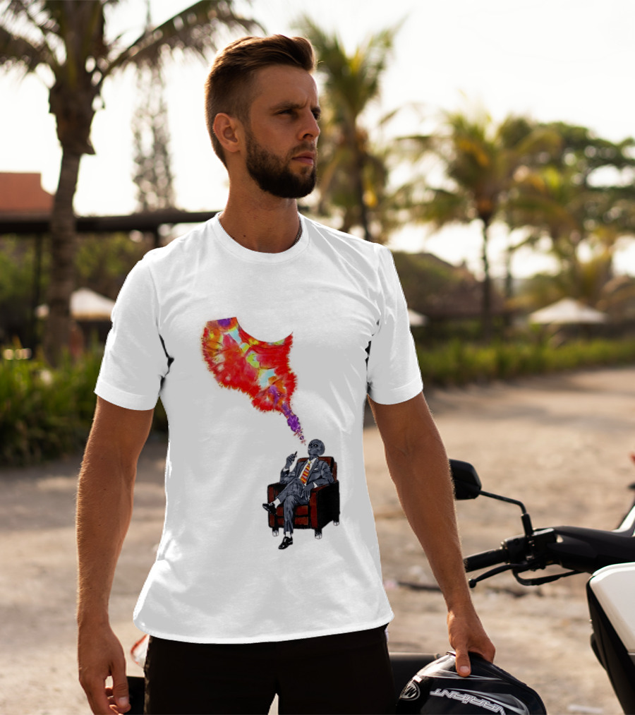 Finished Quazar Smoking Cosmic Alien In Suit With Colorful Smoke T-Shirt