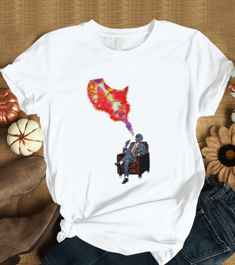 Finished Quazar Smoking Cosmic Alien In Suit With Colorful Smoke T-Shirt