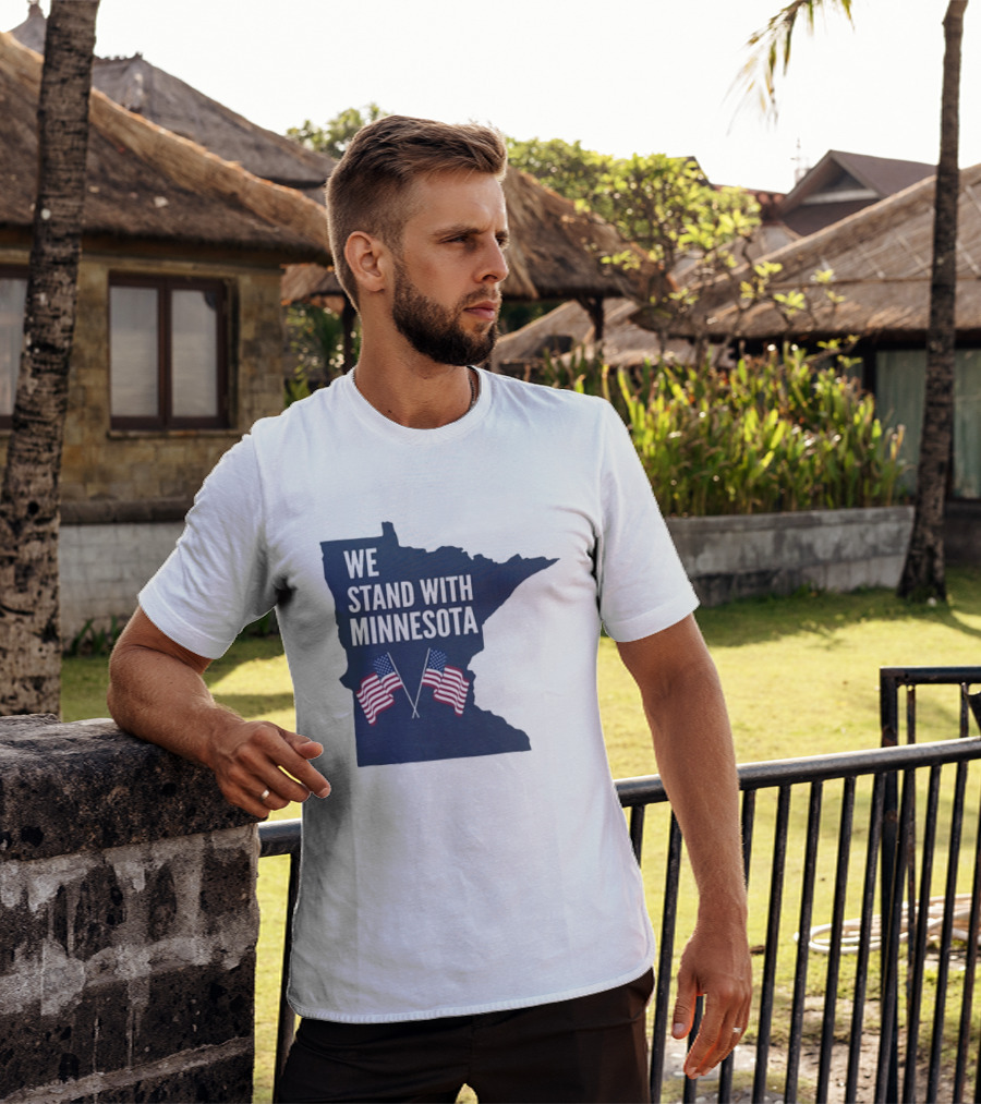 We Stand With Minnesota American Flags Solidarity T-Shirt