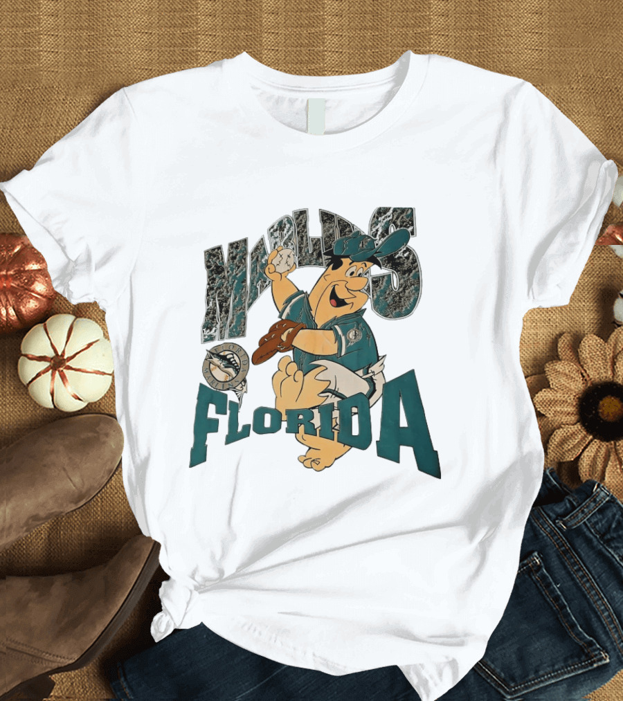 Florida Marlins The Flintstones Crossover Baseball T-Shirt