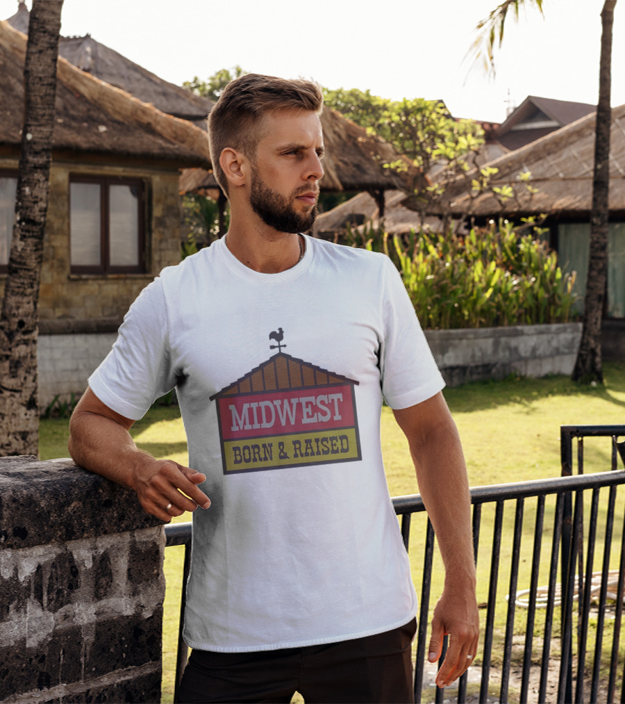 Midwest Born And Raised Weather Vane Symbol United State Of Indiana T-Shirt