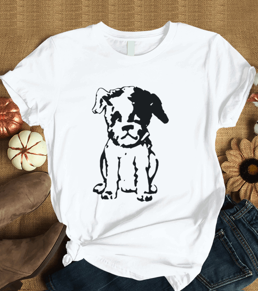 Puppy Dog Mystery Train Sketch Playful Canine T-Shirt