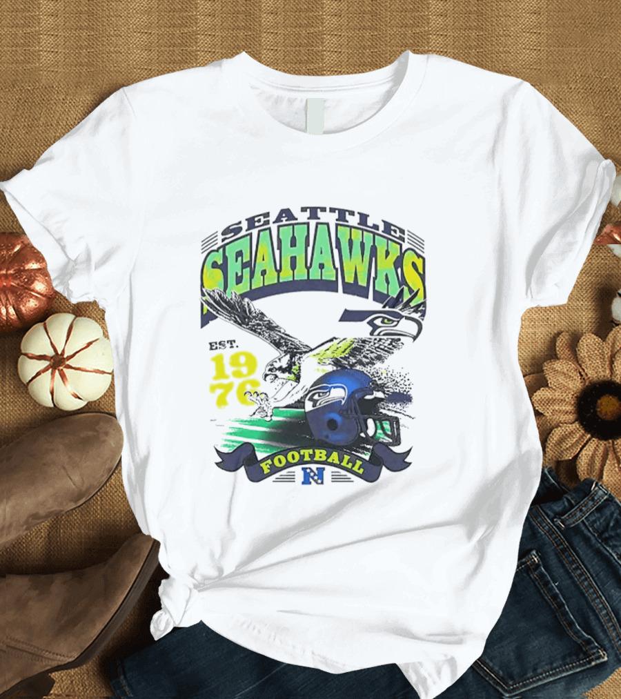 Seattle Seahawks Est. 1976 Football Puget Sound Champs Retro Helmet And Hawk T-Shirt