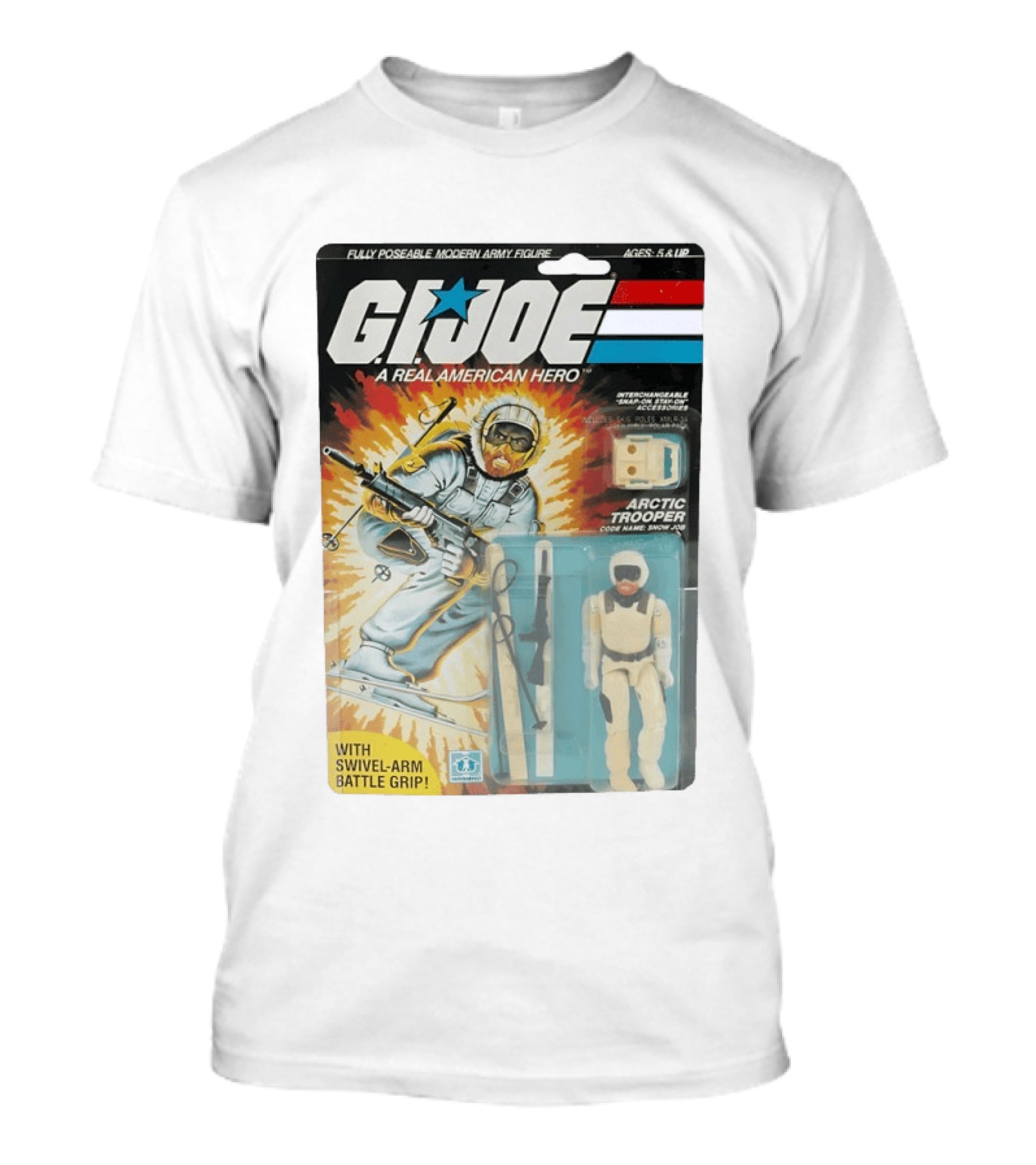 GIJoe A Real American Hero Arctic Trooper Snow Job Action Figure Vintage Packaging T-Shirt