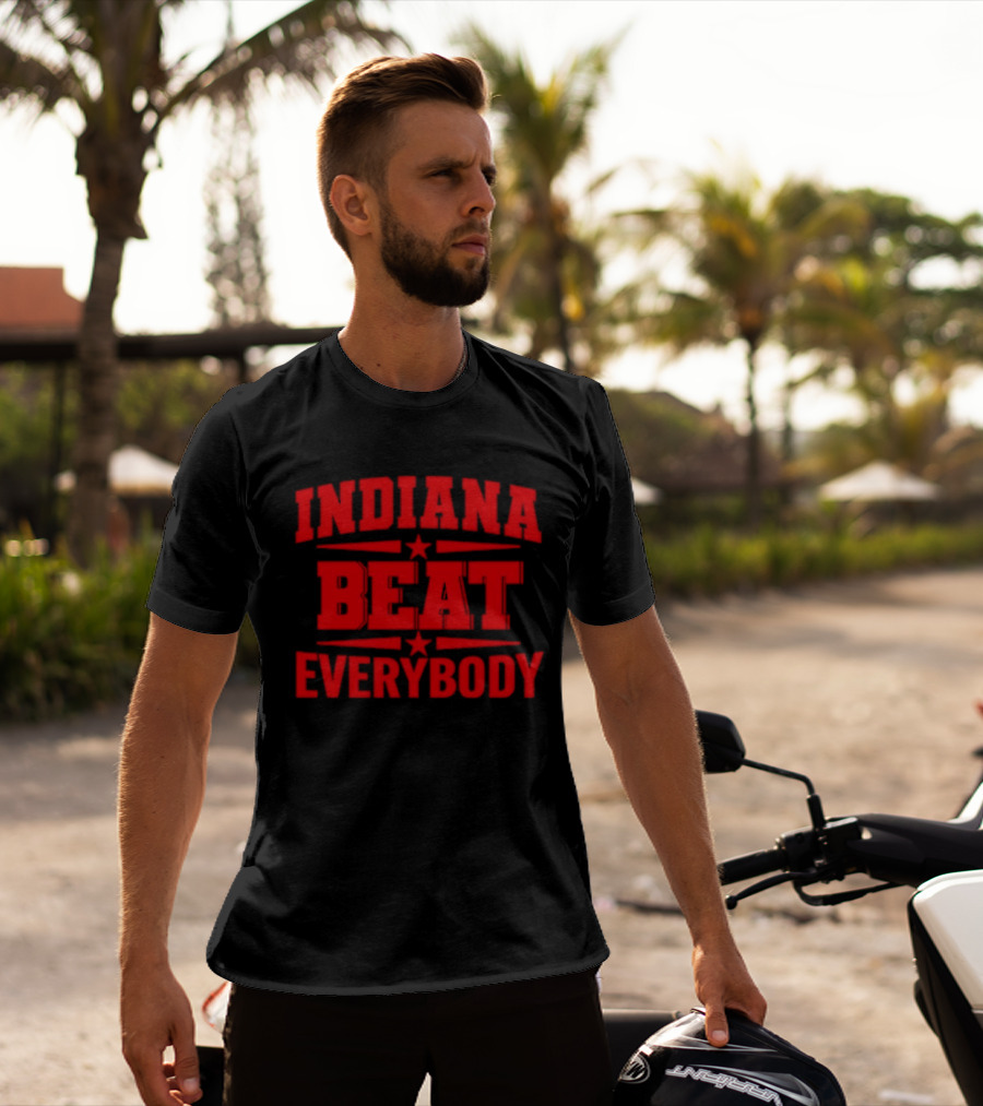 Indiana Beat Everybody Text With Stars And Bars T-Shirt
