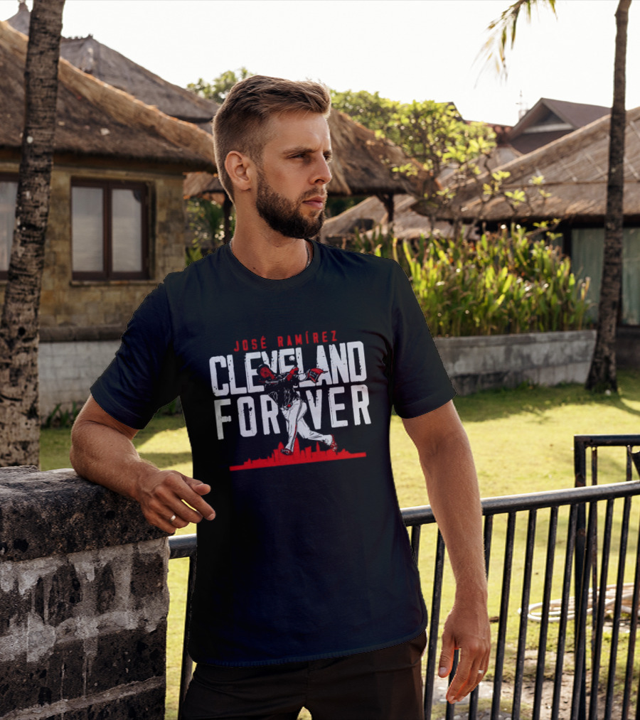 José Ramírez Cleveland Forever Baseball Skyline T-Shirt