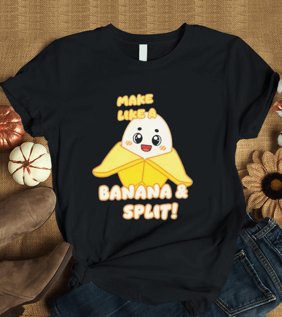 LankyBox Banany Make Like A Banana And Split Cute Cartoon T-Shirt