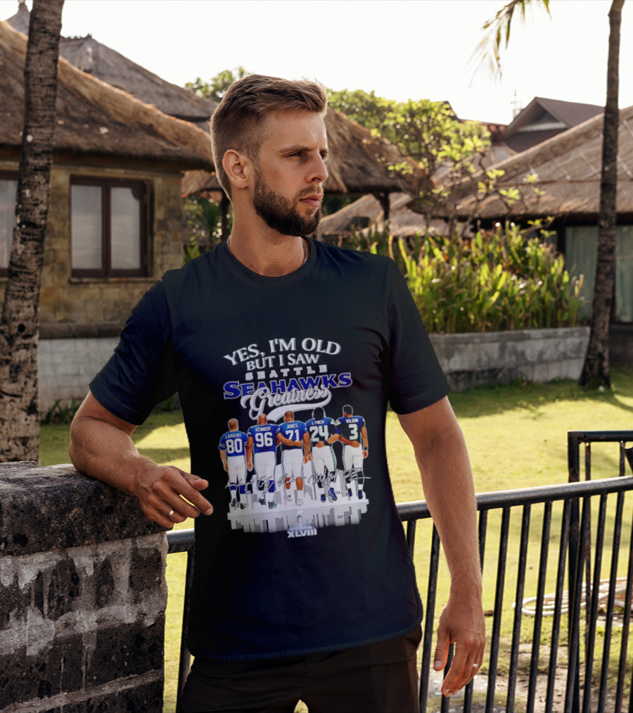 Seattle Seahawks Legend Players Largent Kennedy Jones Lynch Wilson XLVIII T-Shirt