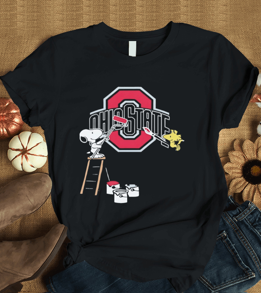 Snoopy Woodstock Ohio State Buckeyes Painting Adventure T-Shirt
