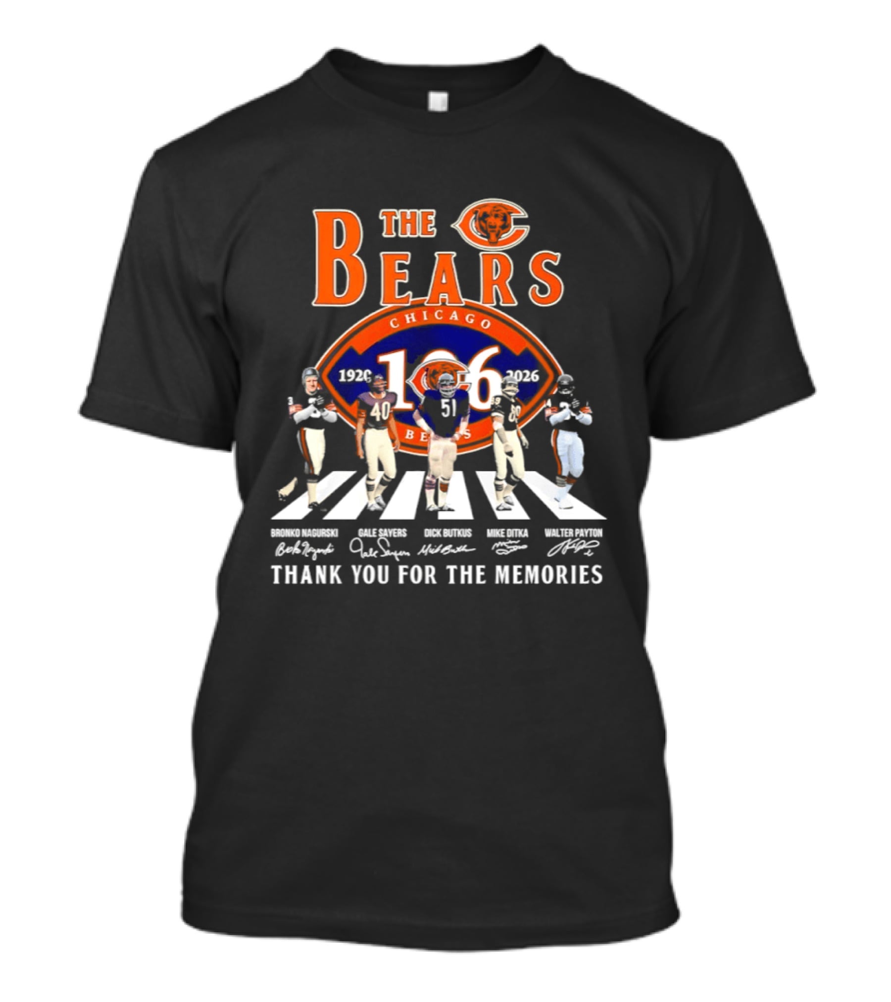 The Chicago Bears 106 Years 1920 2026 Player Road Thank You For The Memories T-Shirt