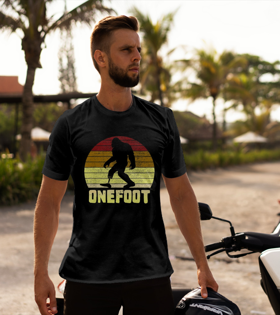 Bigfoot Artificial Leg Onefoot Silhouette Sunset T-Shirt