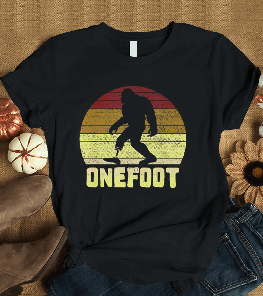 Bigfoot Artificial Leg Onefoot Silhouette Sunset T-Shirt