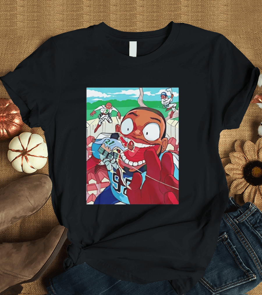 David Wyman 92 Seattle Seahawks Anime Crossover Characters Vibrant Action T-Shirt