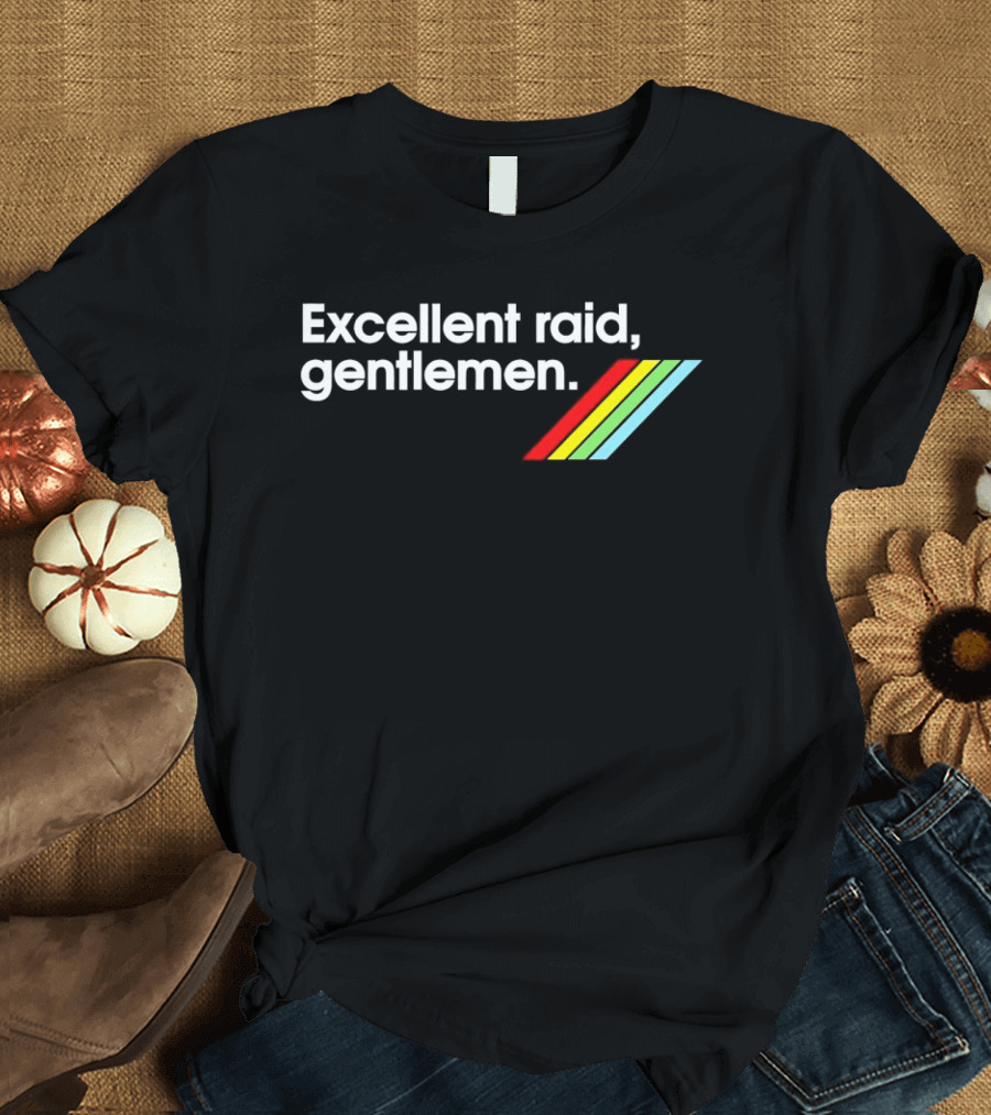 Excellent Raid Gentlemen ARC Raiders Retro Rainbow Stripes T-Shirt