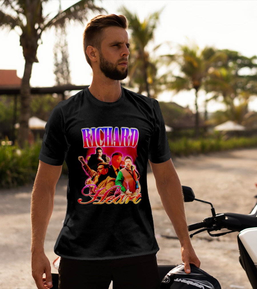 Richard Heart Lightning Bold Nostalgic Collage T-Shirt