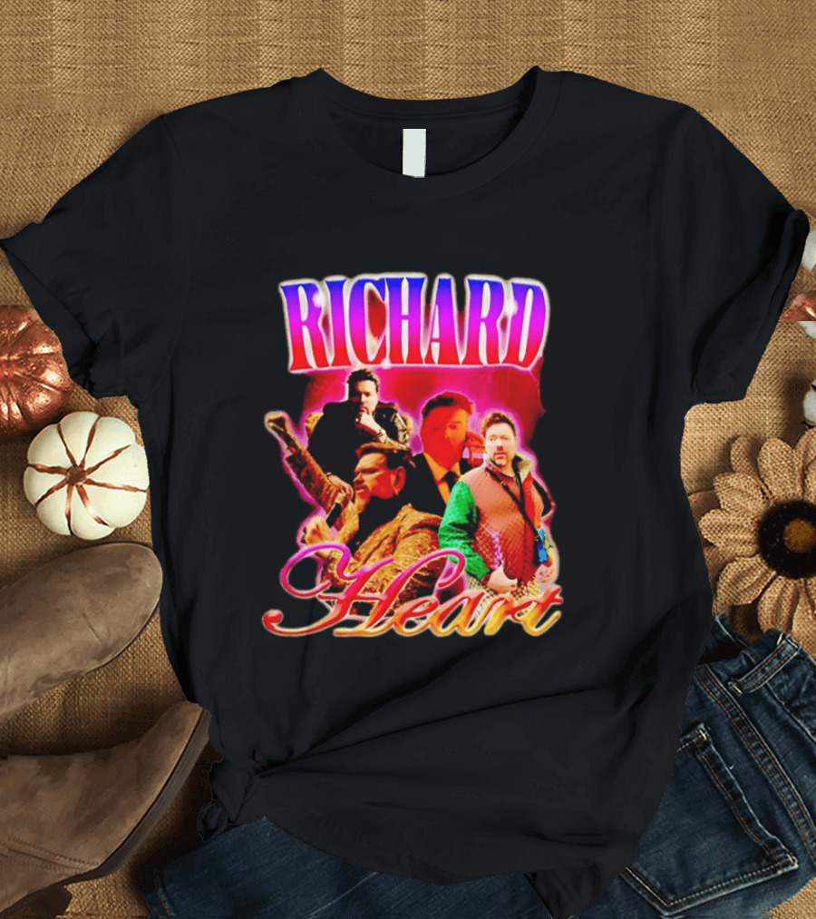 Richard Heart Lightning Bold Nostalgic Collage T-Shirt