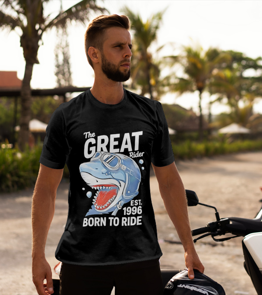 The Great Rider Shark Born To Ride Est. 1996 T-Shirt