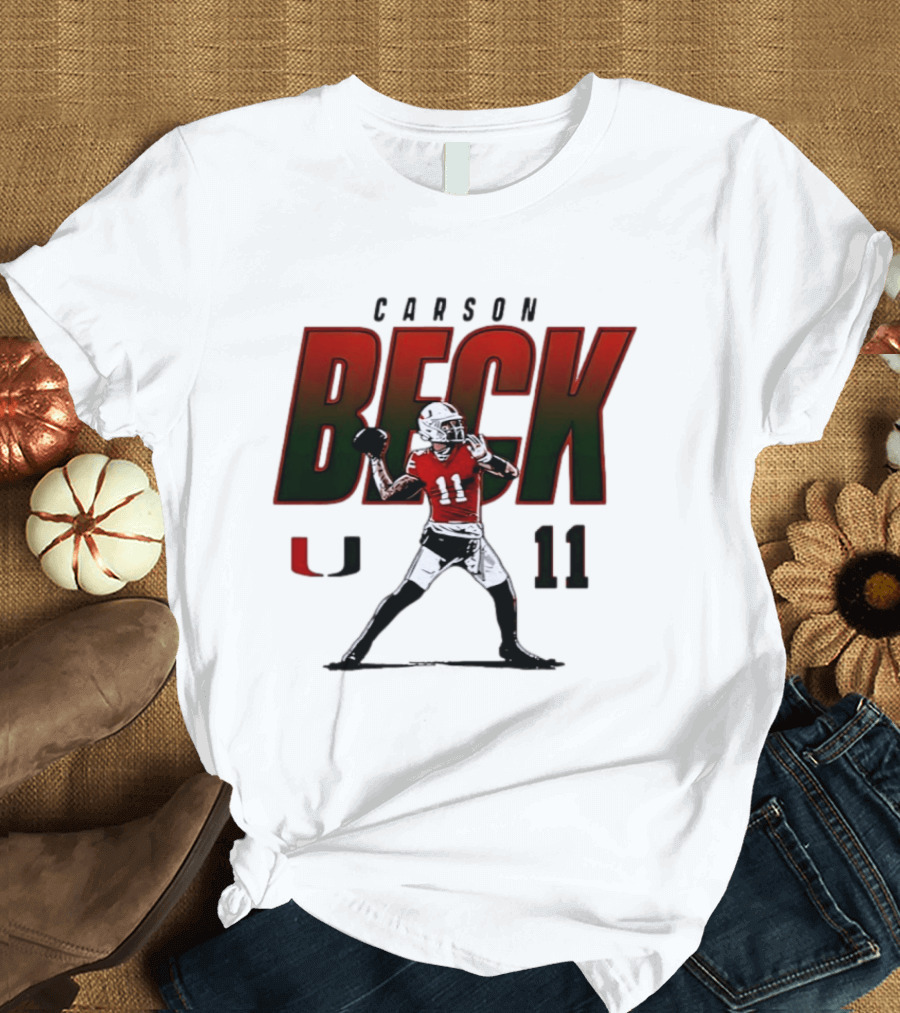 Carson Beck 11 Miami Hurricanes Football NCAA Legends Carrollton Caricature T-Shirt