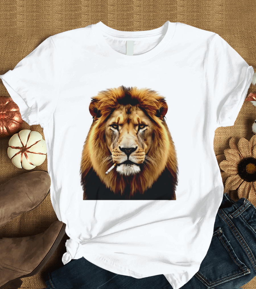 Lion Smoking Cigarette Majestic Wild T-Shirt