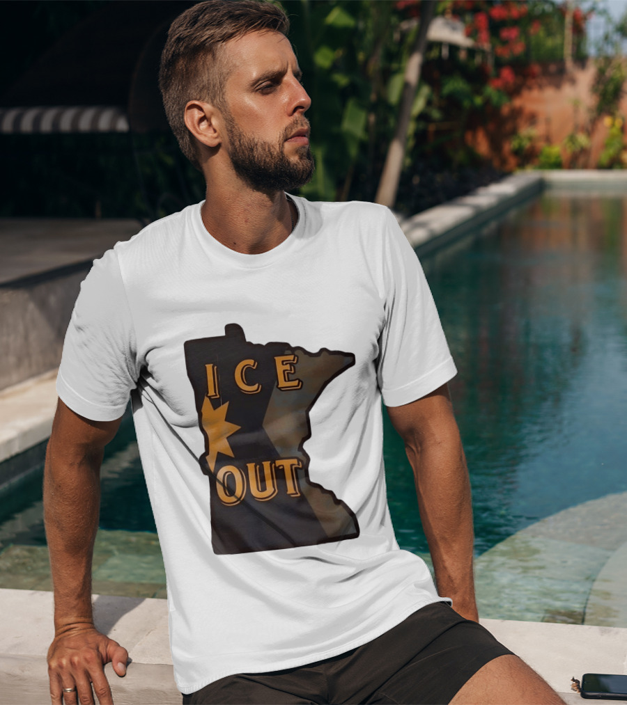 Minnesota Ice Out Bold Graphic State Map T-Shirt