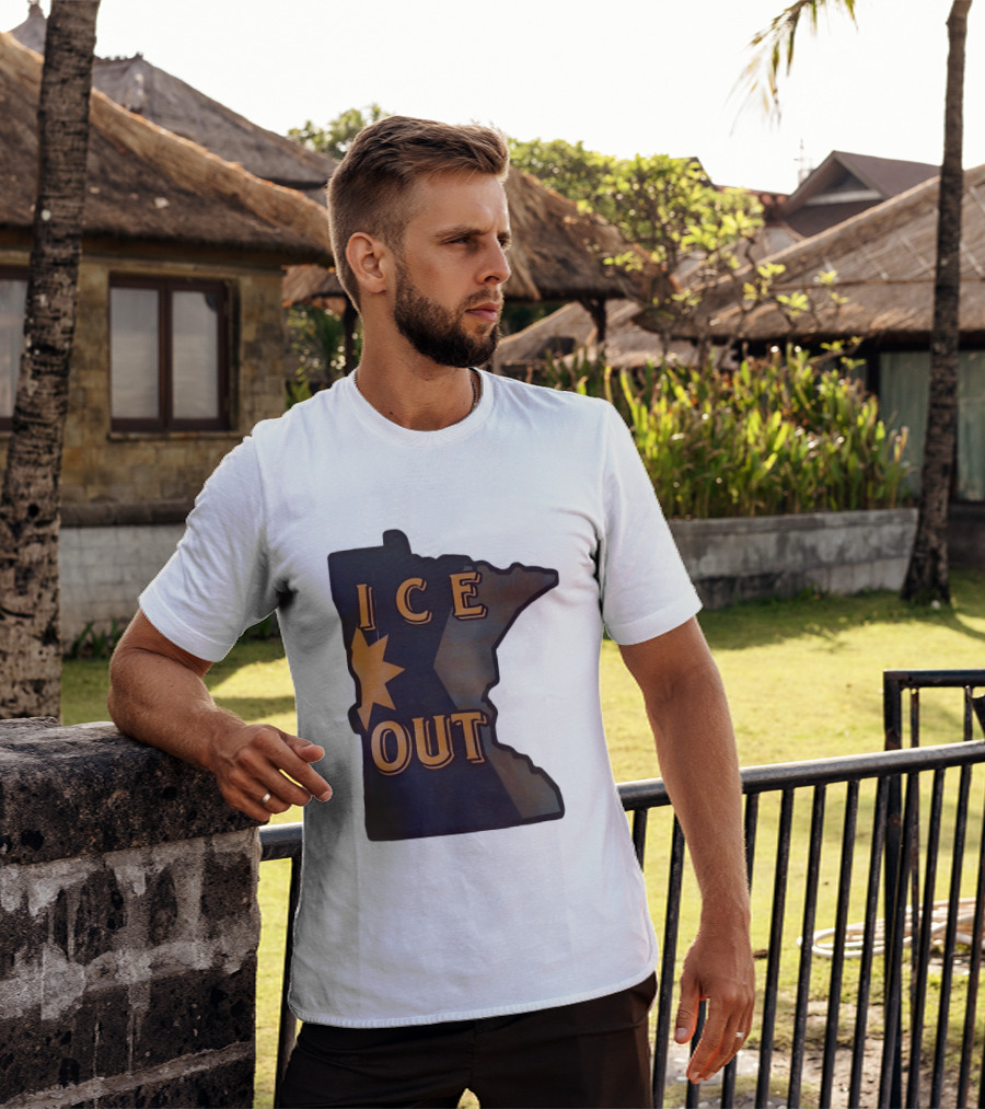 Minnesota Ice Out Bold Graphic State Map T-Shirt