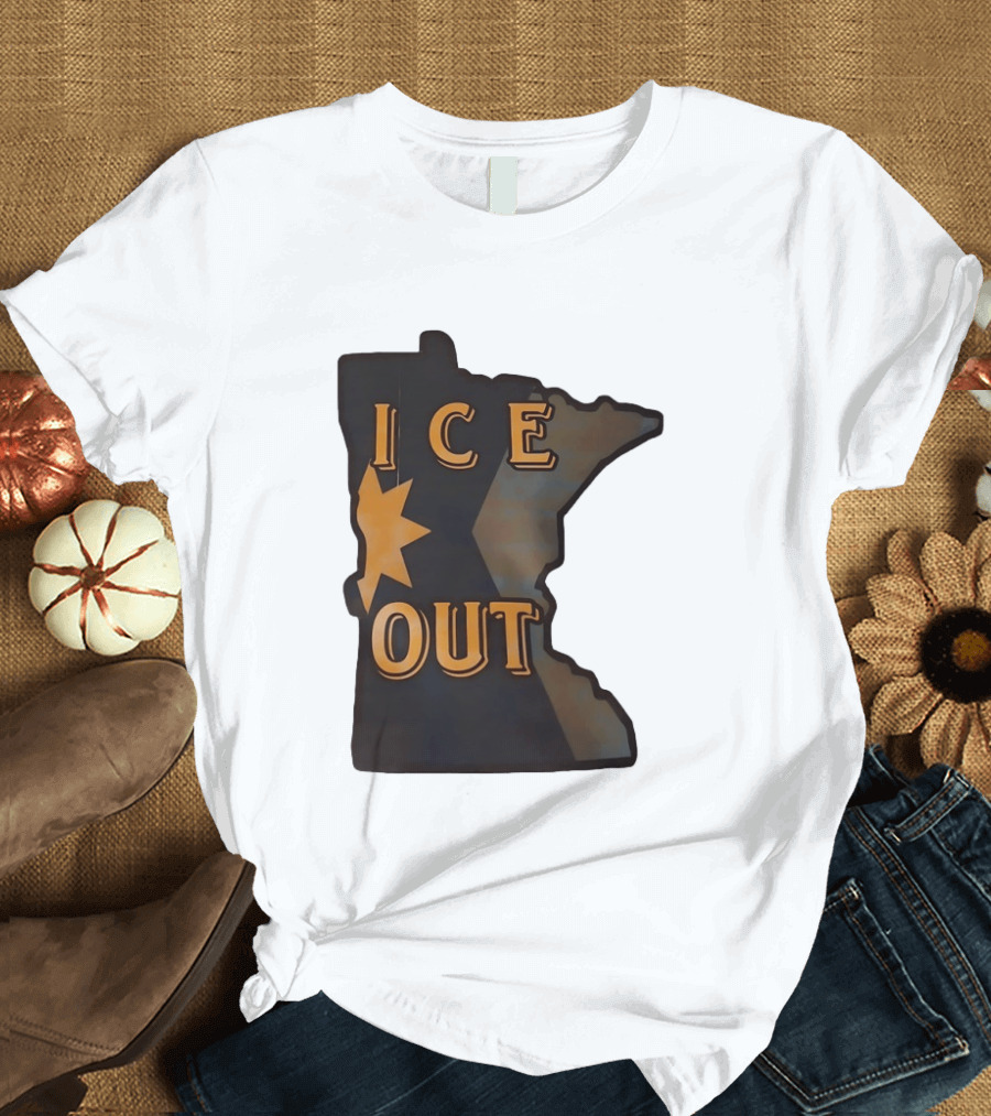Minnesota Ice Out Bold Graphic State Map T-Shirt