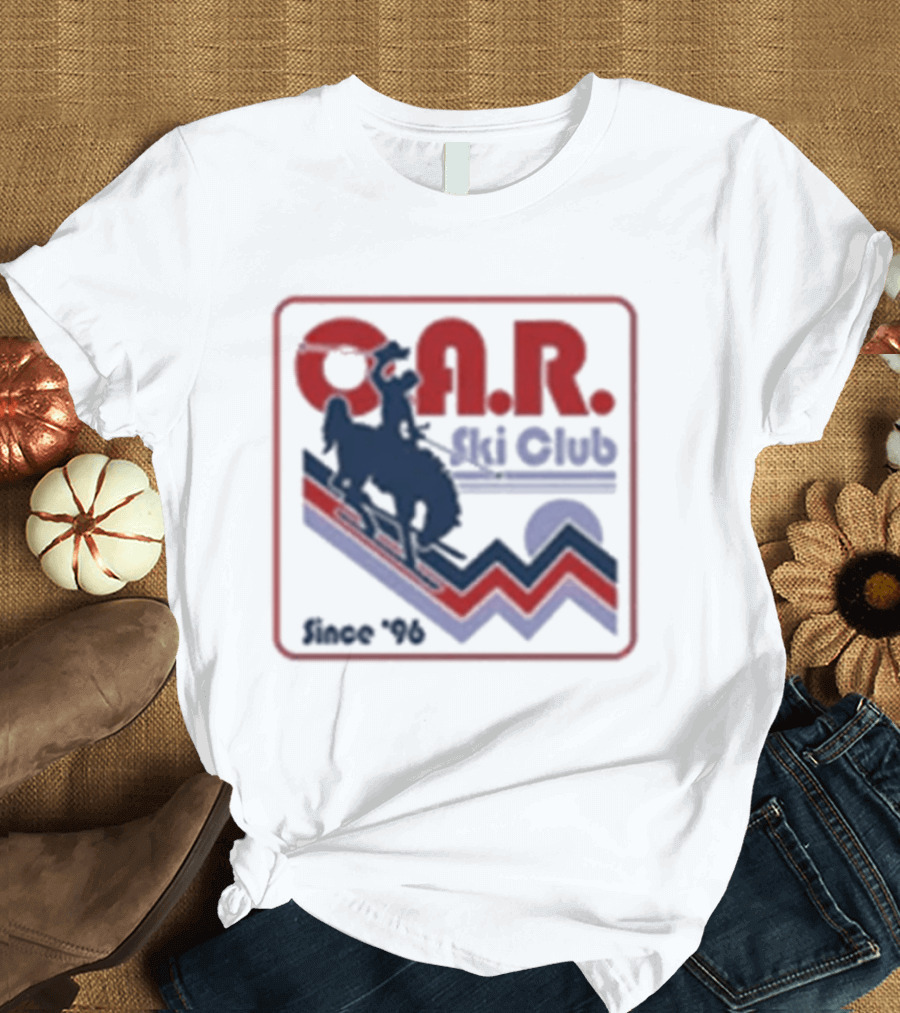 O.A.R. Ski Club Since 1996 Retro Design With Skier And Sun Motif T-Shirt