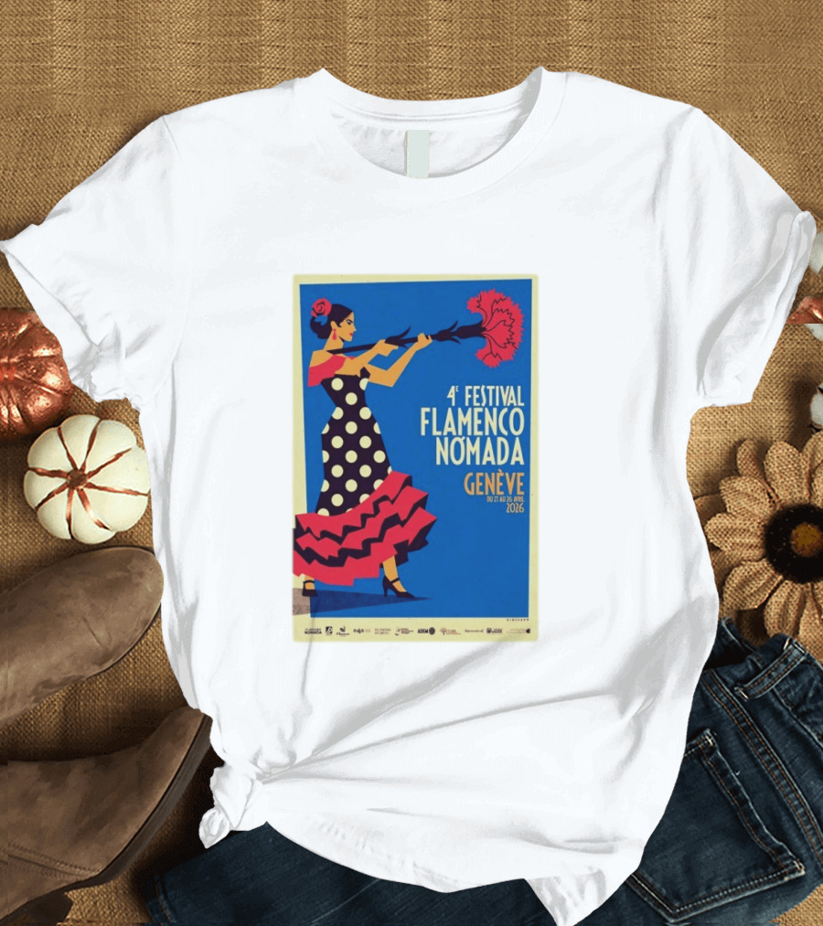 4º Festival Flamenco Nómada Genève 2026 Jan 27 April 26 Flamenco Dancer Polka Dot Dress T-Shirt