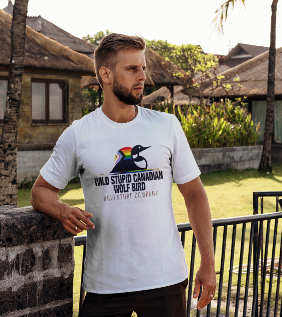 Rainbow Canadian Wolf Bird Adventure Company T-Shirt