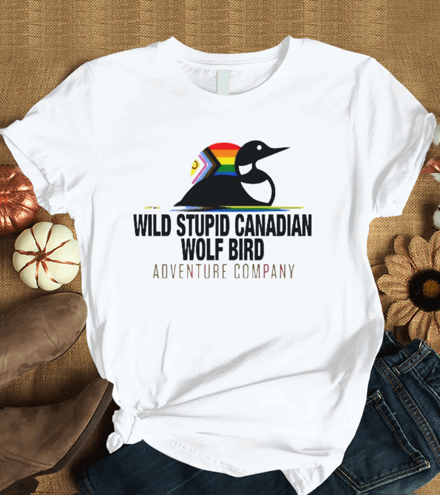 Rainbow Canadian Wolf Bird Adventure Company T-Shirt