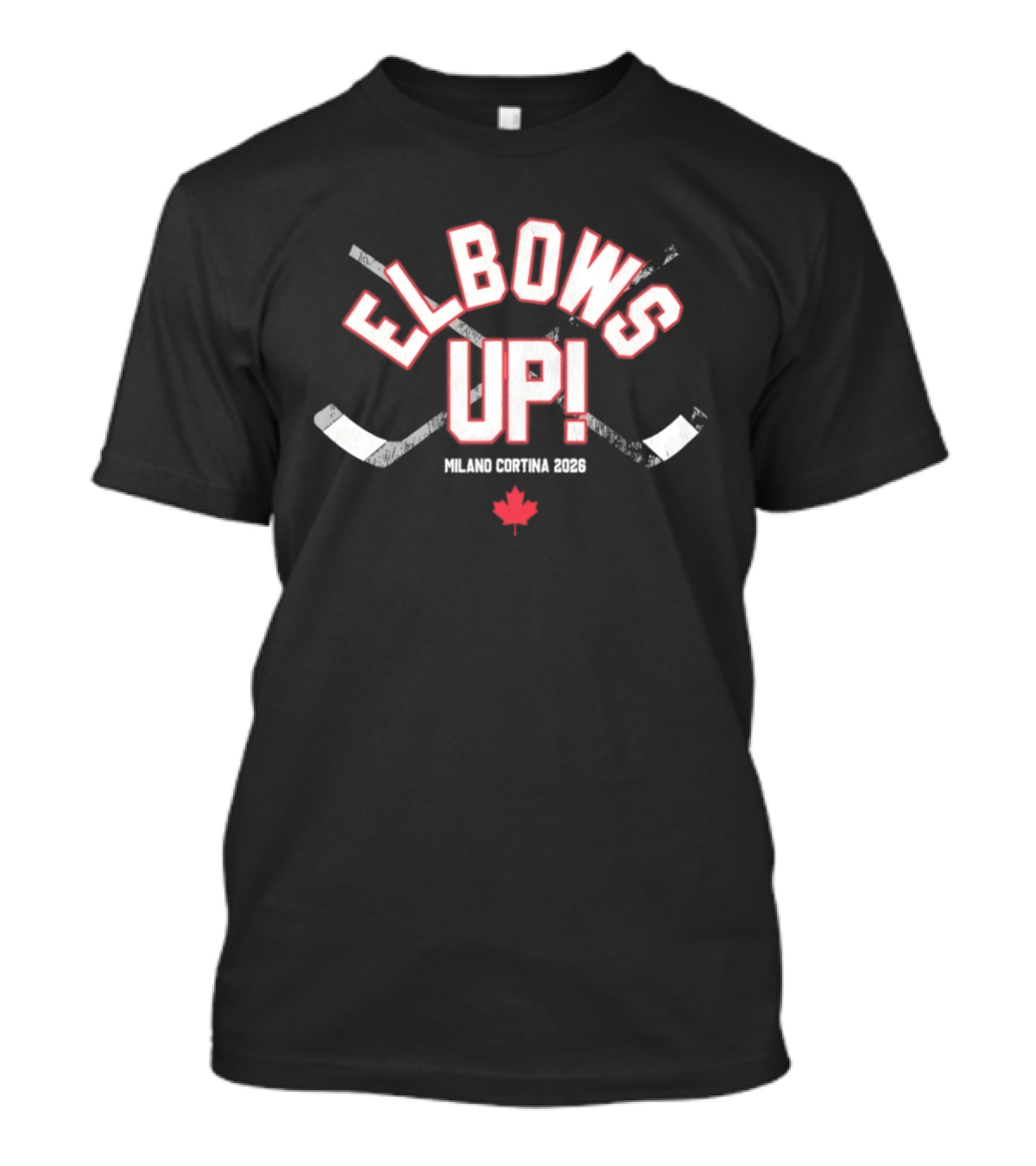 Elbows Up Hockey Canada Maple Leaf Milano Cortina 2026 T-Shirt