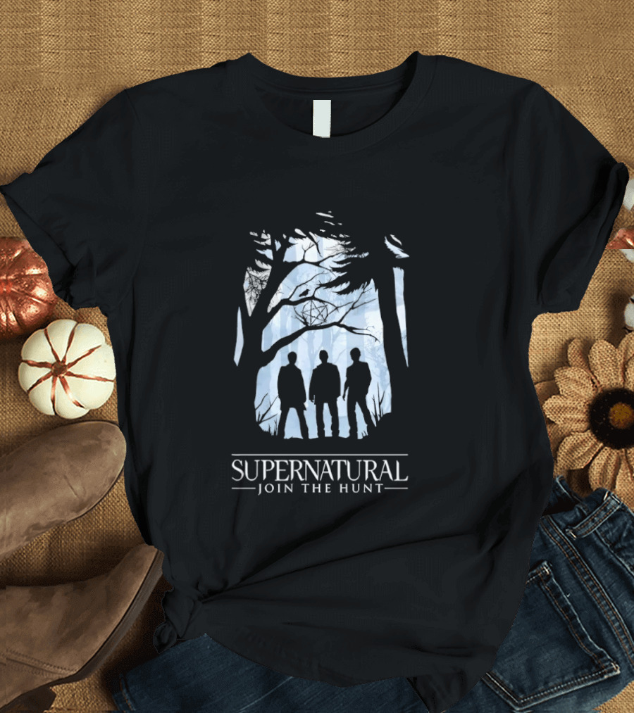 Supernatural Join The Hunt Silhouettes In Forest Scene T-Shirt