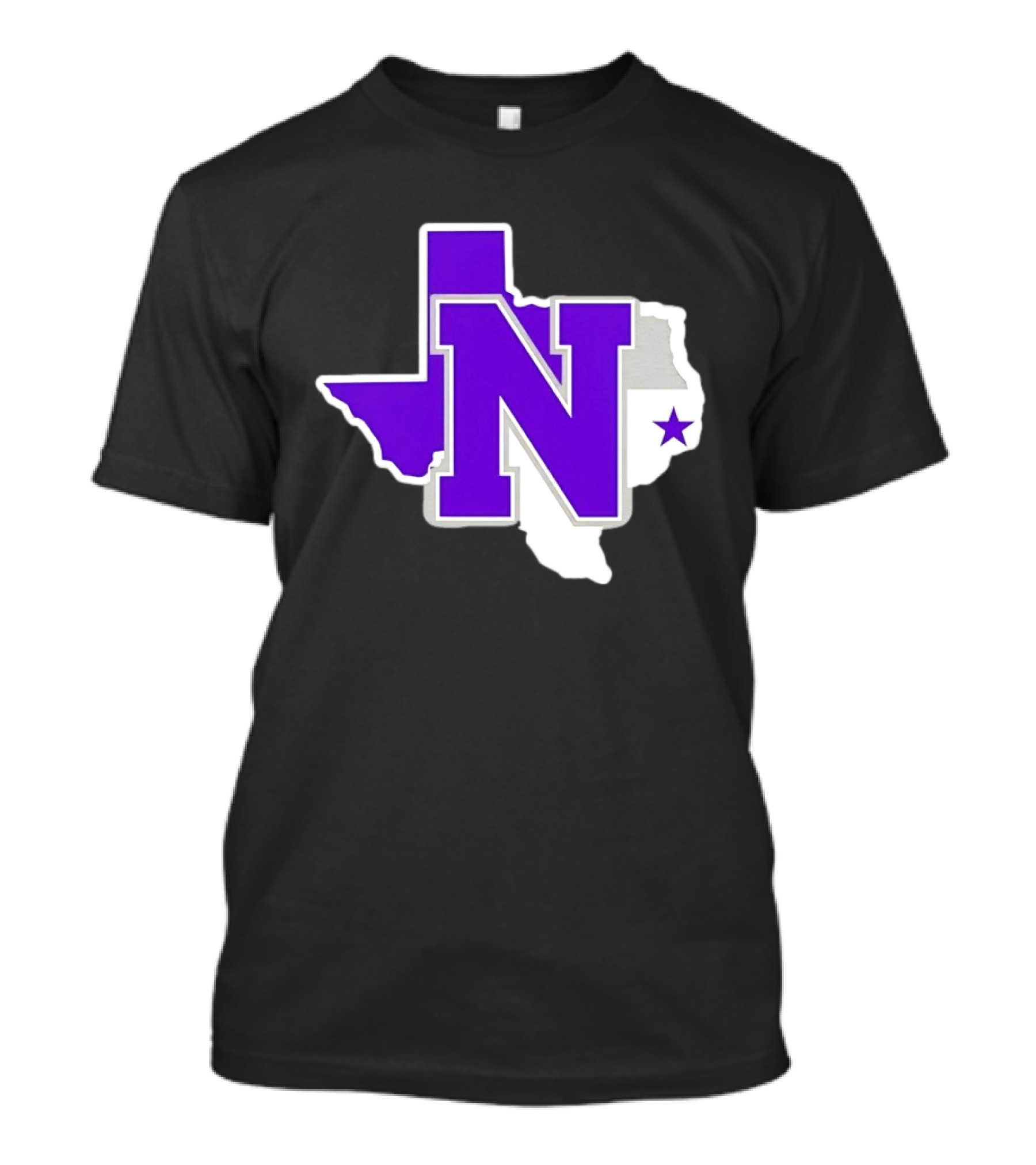 Norton High School Football Texas Map Purple N Star T-Shirt