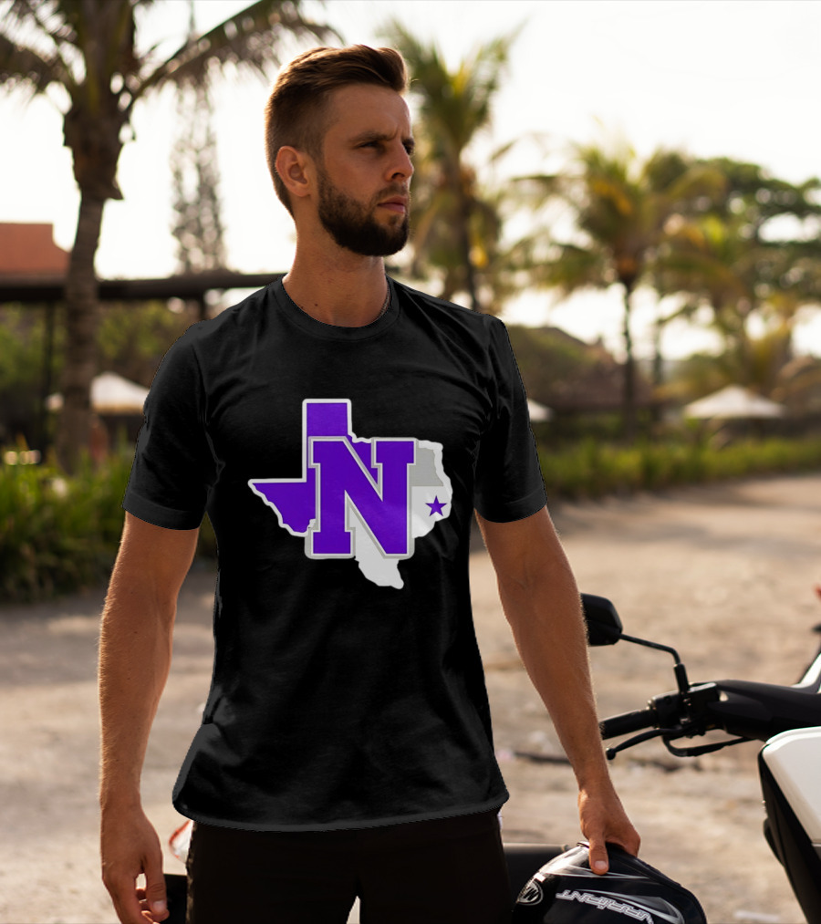 Norton High School Football Texas Map Purple N Star T-Shirt