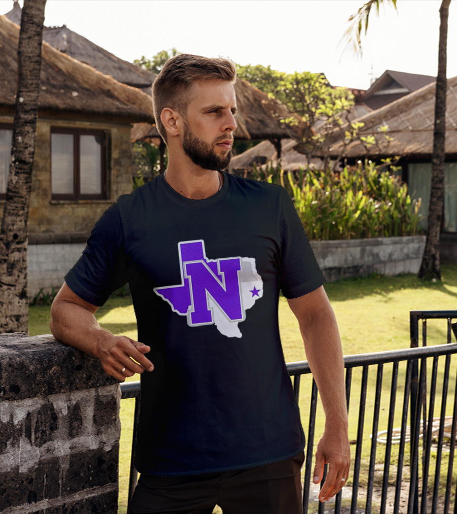 Norton High School Football Texas Map Purple N Star T-Shirt