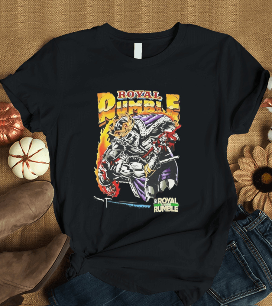 Royal Rumble Riyadh Boulevard Skeleton Crown Flame T-Shirt