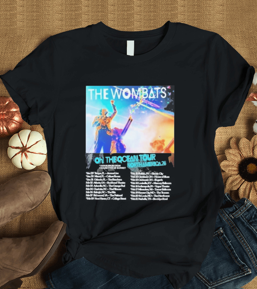 The Wombats Oh The Ocean Tour North America 2026 Dates T-Shirt
