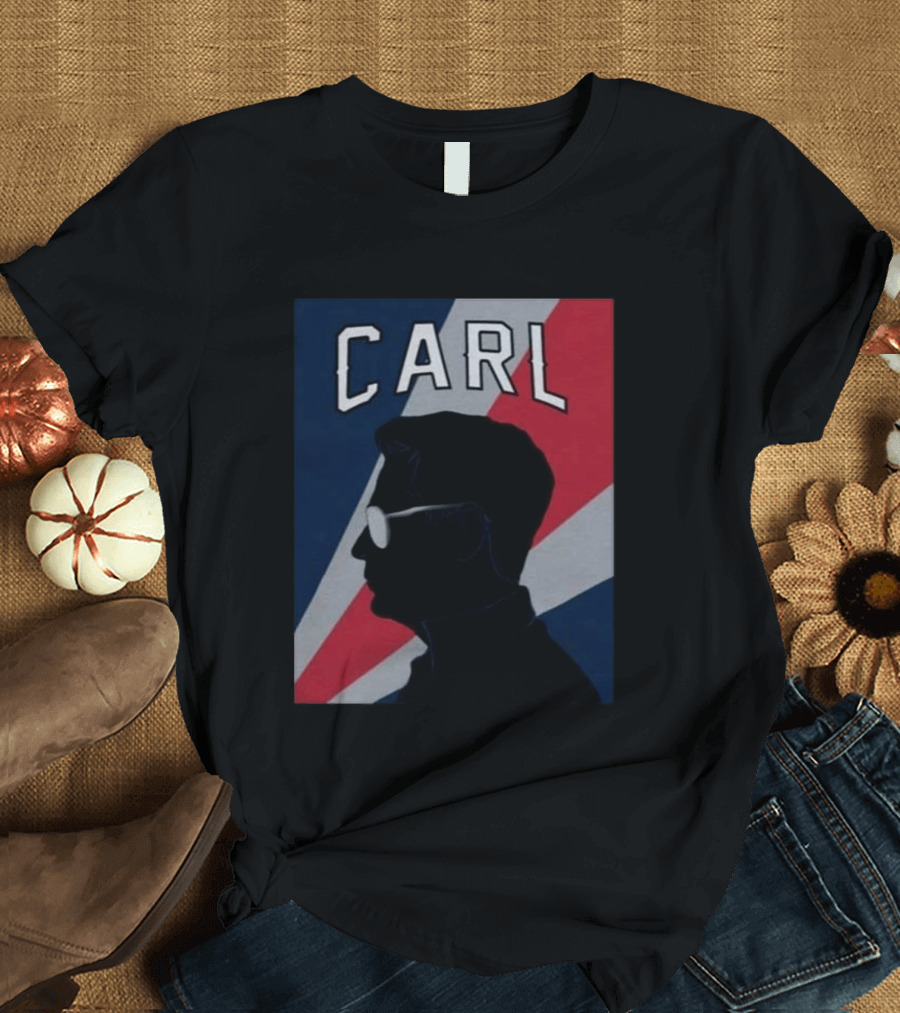 CARL Silhouette With Red And Blue Angled Stripes T-Shirt