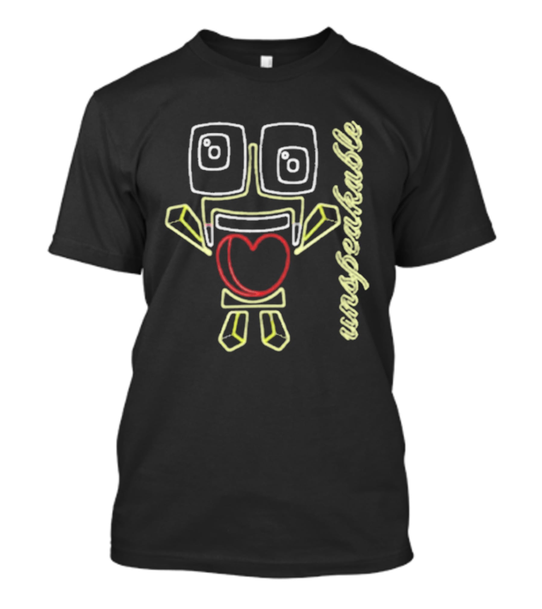 Unspeakable Love Neon Heart Robot Sketch T-Shirt