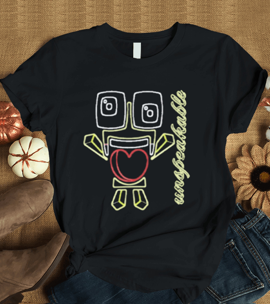 Unspeakable Love Neon Heart Robot Sketch T-Shirt