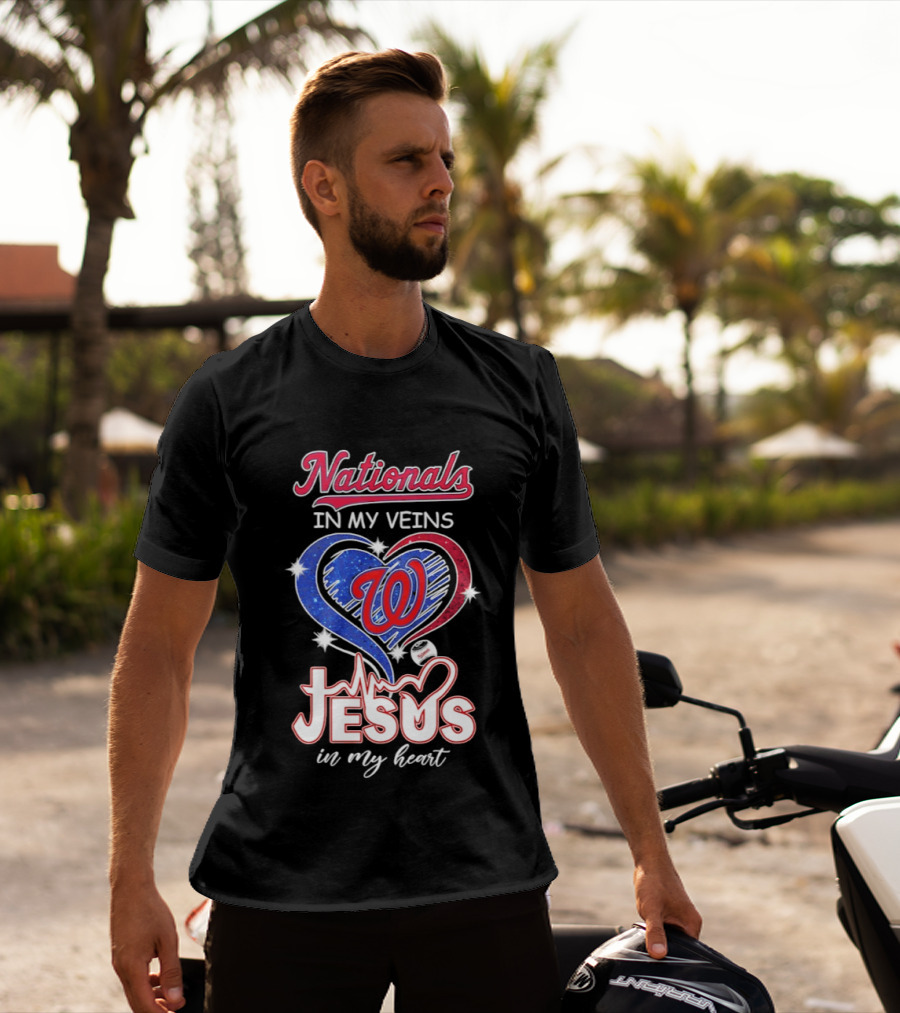 Nationals In My Veins W Heart Jesus In My Heart T-Shirt