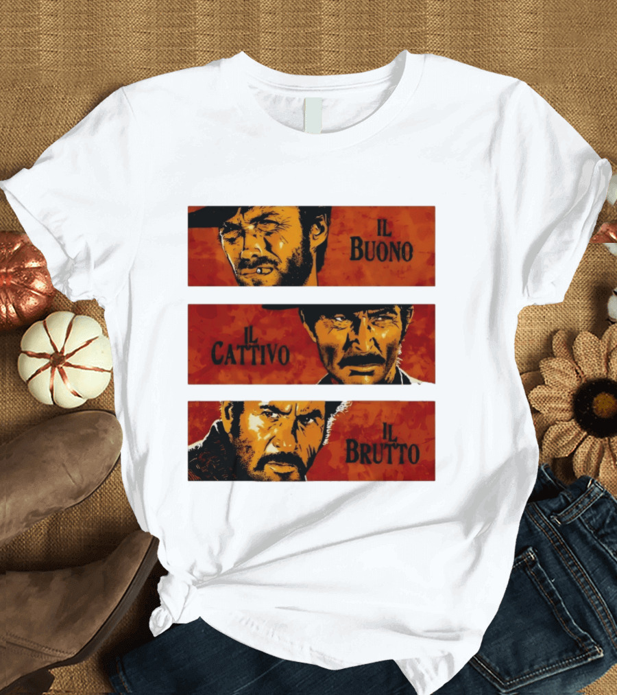 IL Buono IL Brutto IL Cattivo Spaghetti Western Iconic Characters T-Shirt