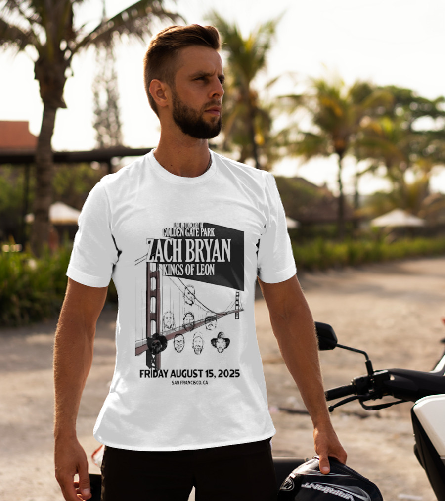 Zach Bryan Kings Of Leon Golden Gate Park San Francisco August 15 2025 Tour T-Shirt