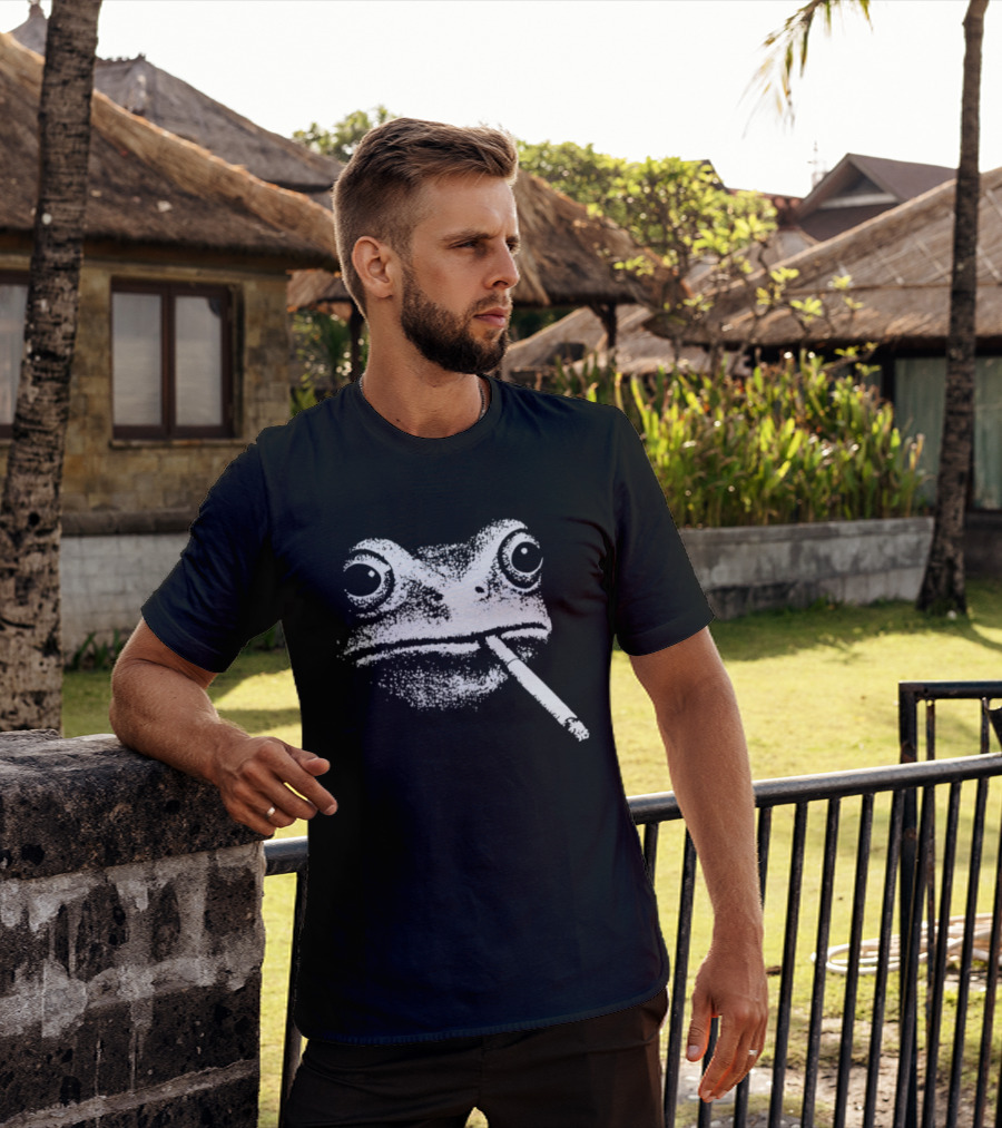 Frog Smoking Cigarette Sketch T-Shirt