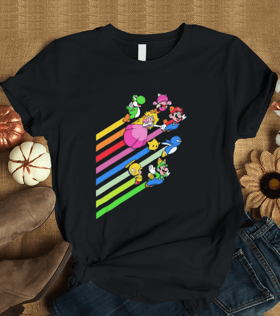 Super Mario Yoshi Princess Peach Rainbow Flight Adventure T-Shirt