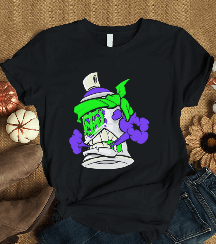 Trey Miguel Graffiti Spray Paint Can Cartoon Bandana T-Shirt