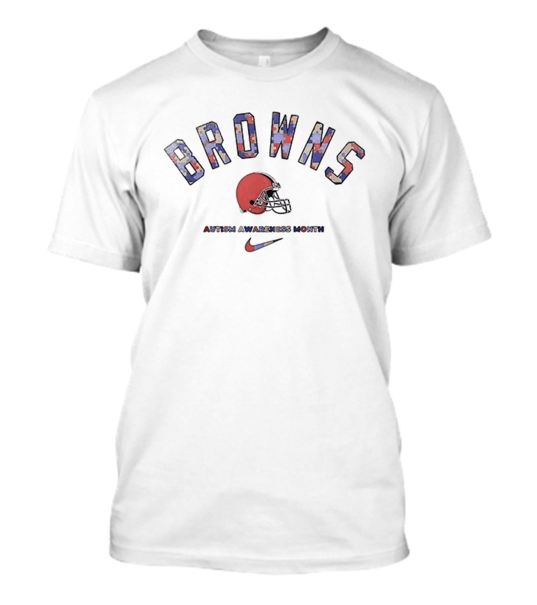 Cleveland Browns Autism Awareness Month Puzzle Print Browns T-Shirt