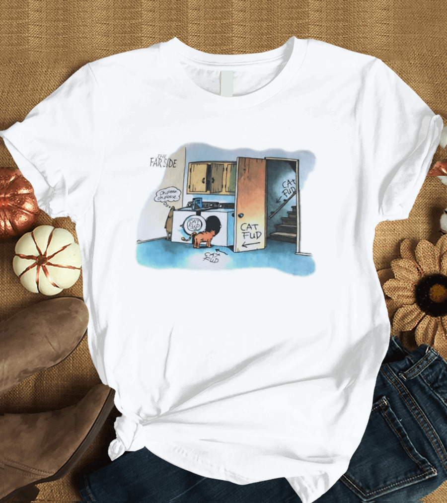 The Far Side Cat Fud Dog Trap Cartoon T-Shirt