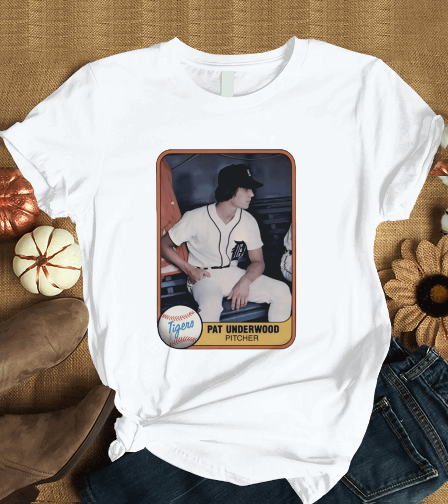 Tigers Pat Underwood Pitcher Baseball Card T-Shirt