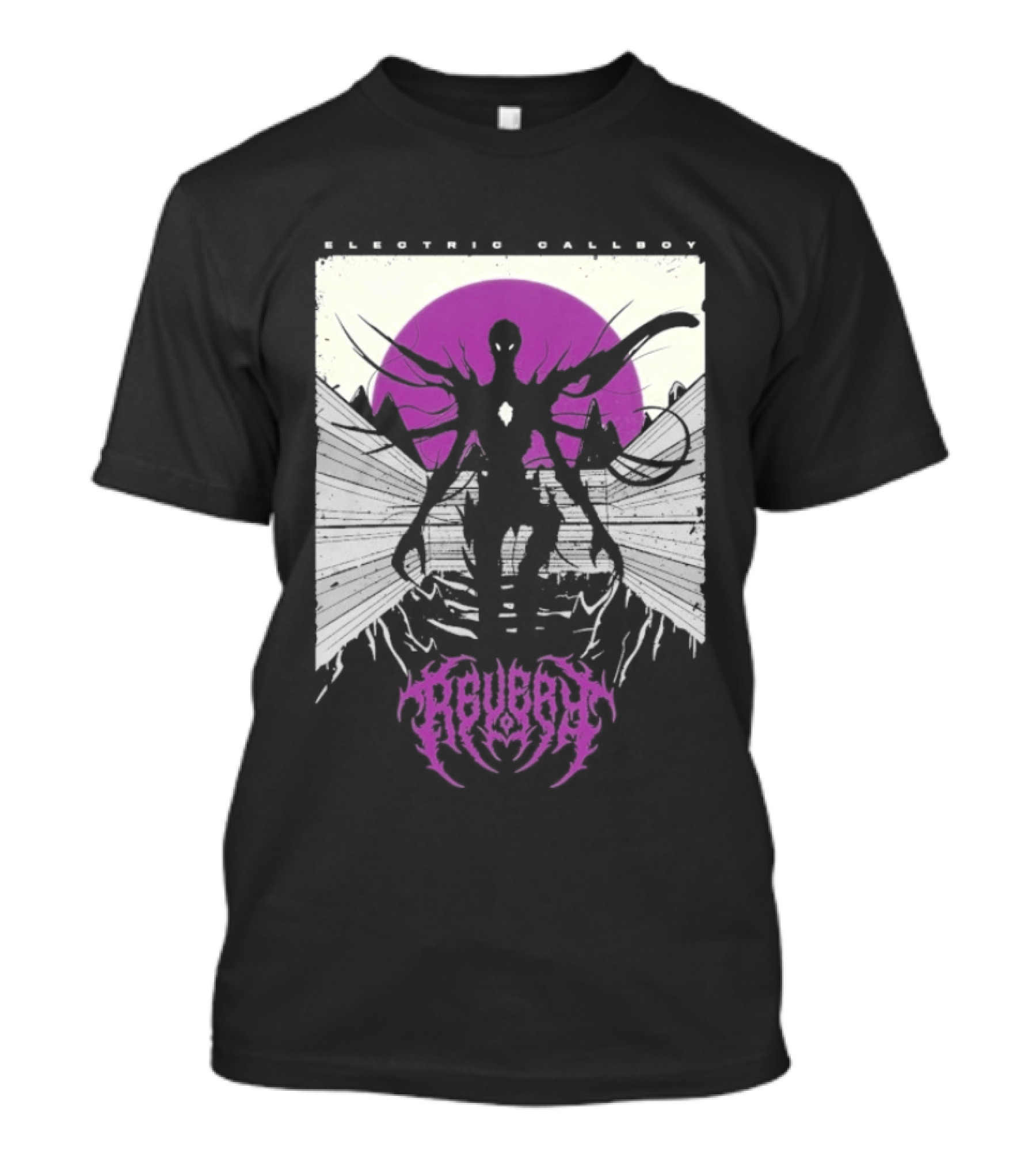 Electric Callboy Revery Creature Monster Skeleton Neon Pink Sunburst T-Shirt